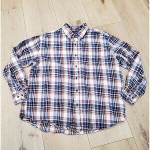 Saddlebred Shirt Mens Size XL Long Sleeve Plaid Button Down Cotton Flannel Brown